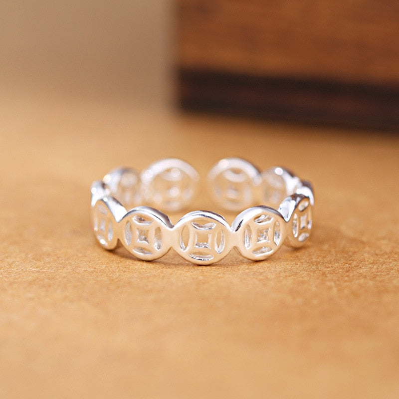 Girls Silver Ring Charm Vintage Open Silver Ring Round Many Shape Diy Ring For Women Jewelry