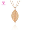 Girls Special Leaves Leaf Pendant Necklace Women Gold/Silvery/Rose Gold Color Plant Long Necklace With Link Chain collar mujer