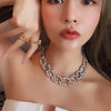Glam Chunky Rhinestone Statement  Necklace Women Wedding  Jewelry Designer T Show Runway Party Gown Rare Glam Japan Korean