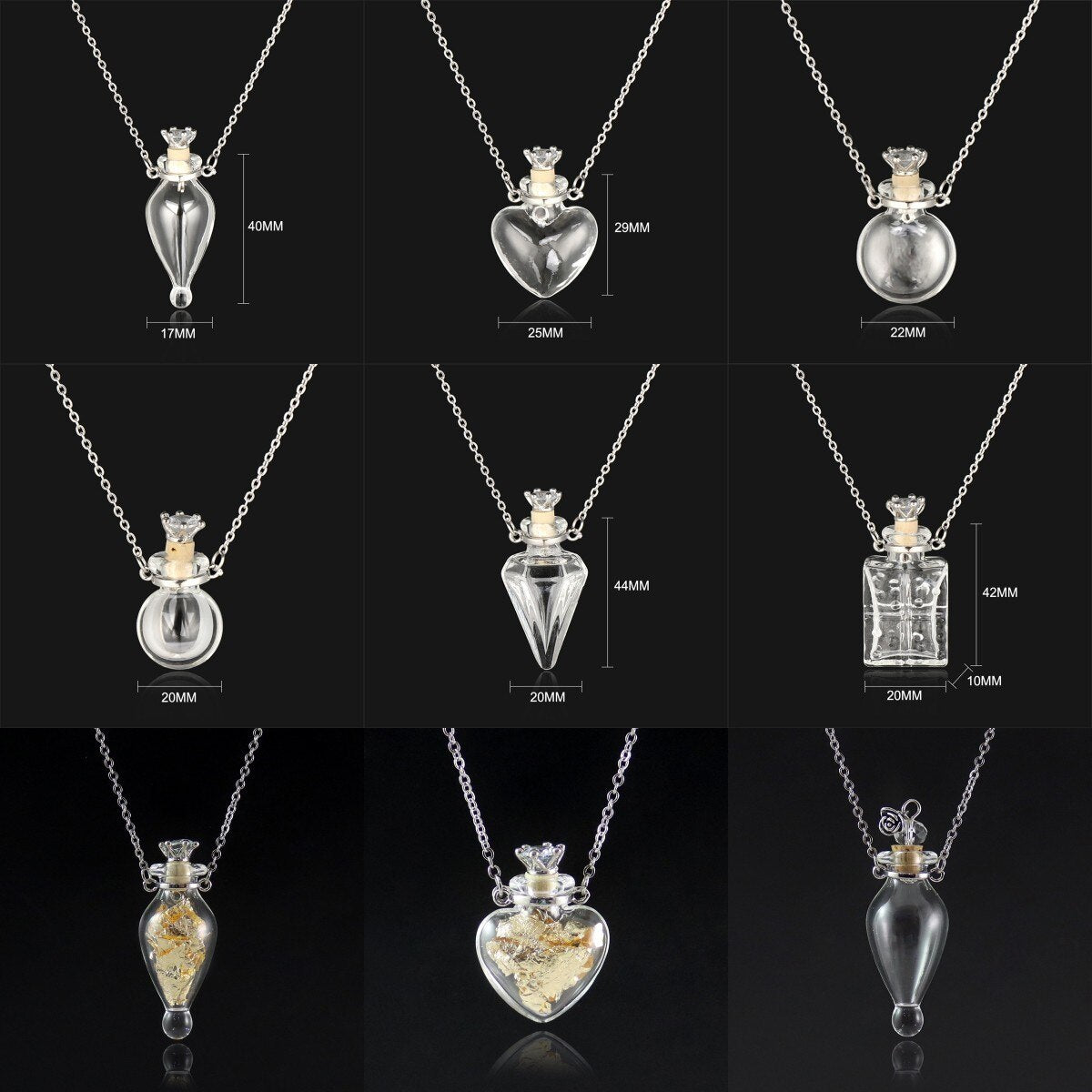 Glass Memorial Urn Cremation Pendant Necklace Ash Holder Keepsake Necklace Memorial Jewelry Urn Necklace Or Fetal Hair Bottle