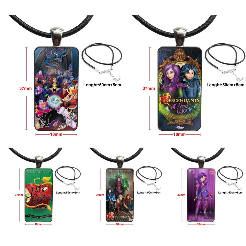 Glass Pendant Necklace Handmade Half Pendant Rectangle Necklace For Woman Vintage Statement Kenny Ortega Descendants Better