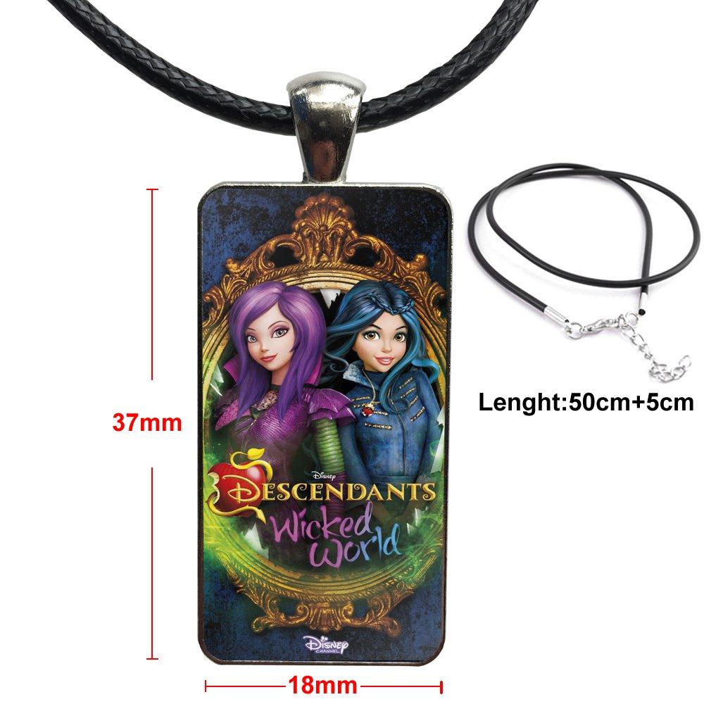 Glass Pendant Necklace Handmade Half Pendant Rectangle Necklace For Woman Vintage Statement Kenny Ortega Descendants Better