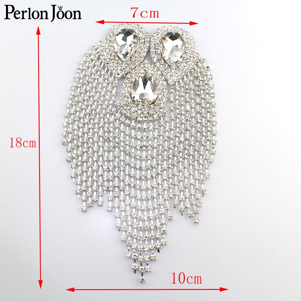 Glass Water Drop Fringed Crystal Epaulets patch Flexible Chain DIY Rhinestone tassel Brooch Decoration clothing Shoes Accessorie
