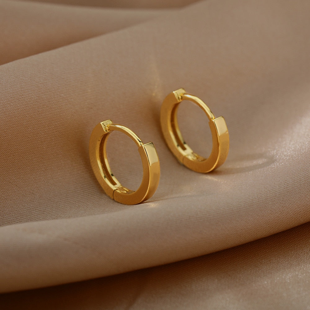 Glossy Hoop Earrings For Women Stainless Steel Cute Earrings 2023 Trend Aesthetic Jewerly Wedding Band Couple Gift bijoux femme