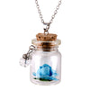 Glow In The Dark Rose Flower Glass Wishing Bottle Necklace Vintage Glowing Necklace For Women Girl Charm Statement Jewelry Gift
