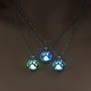 Glow in The Dark Pendant Necklace with Silver Color Paw Dog Shaped Locket Pendant Necklace Glowing Jewelry for Women