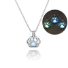 Glow in The Dark Pendant Necklace with Silver Color Paw Dog Shaped Locket Pendant Necklace Glowing Jewelry for Women