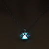 Glow in The Dark Pendant Necklace with Silver Color Paw Dog Shaped Locket Pendant Necklace Glowing Jewelry for Women