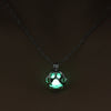 Glow in The Dark Pendant Necklace with Silver Color Paw Dog Shaped Locket Pendant Necklace Glowing Jewelry for Women