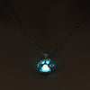 Glow in The Dark Pendant Necklace with Silver Color Paw Dog Shaped Locket Pendant Necklace Glowing Jewelry for Women
