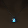 Glow in The Dark Pendant Necklace with Silver Color Paw Dog Shaped Locket Pendant Necklace Glowing Jewelry for Women