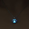 Glow in The Dark Pendant Necklace with Silver Color Paw Dog Shaped Locket Pendant Necklace Glowing Jewelry for Women