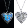 Glow in the Dark Necklace for women Photo Locket vintage Fluorescence heart Necklace Pendant Jewelry floating Charm Gifts