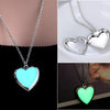 Glow in the Dark Necklace for women Photo Locket vintage Fluorescence heart Necklace Pendant Jewelry floating Charm Gifts