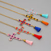 Go2Boho Cross Necklace for Women Jewellery 2022 Christian Jewelry Bohemian Colorful Pendant Collier Tassel Necklaces