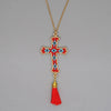Go2Boho Cross Necklace for Women Jewellery 2022 Christian Jewelry Bohemian Colorful Pendant Collier Tassel Necklaces