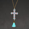 Go2Boho Cross Necklace for Women Jewellery 2022 Christian Jewelry Bohemian Colorful Pendant Collier Tassel Necklaces