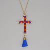 Go2Boho Cross Necklace for Women Jewellery 2022 Christian Jewelry Bohemian Colorful Pendant Collier Tassel Necklaces