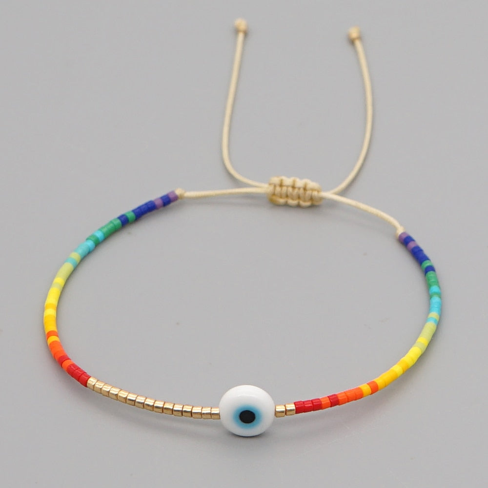 Go2Boho Greek Eye Braclet Turkish Evil Eye Bracelet For Women Cute Jewelry Miyuki Beaded Bracelets Adjustable Tiny Simple Bangle