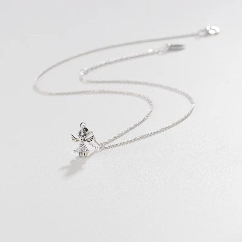 Gojomem Angle Pendant Necklaces Collarbone Chain Necklaces with Cubic Zirconia Gold Silver Cute Necklaces for Women Girls 2021