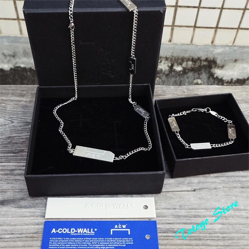 Gold A COLD WALL Necklace Men Women  Titanium Steel Metal Carved ACW Accessories Function A-CLOD-WALL Necklace