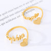 Gold  Adjustable Custom Ring Personalized Letter Heart Name Rings for Women Girl Stainless Steel Love Wedding Ring Jewelry