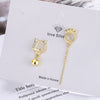 Gold Asymmetry Cat Long Earring Women's Crystals Stud Earrings For Children Piercing Ear Jewelry 2022 Teens Christmas