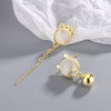 Gold Asymmetry Cat Long Earring Women's Crystals Stud Earrings For Children Piercing Ear Jewelry 2022 Teens Christmas