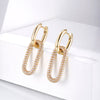 Gold CZ Crystal Pendant Hoop Earrings Trendy Exquisite Gold Silvery Geometric Oval Copper Earrings for Woman Gifts 2022 New