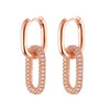 Gold CZ Crystal Pendant Hoop Earrings Trendy Exquisite Gold Silvery Geometric Oval Copper Earrings for Woman Gifts 2022 New