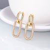 Gold CZ Crystal Pendant Hoop Earrings Trendy Exquisite Gold Silvery Geometric Oval Copper Earrings for Woman Gifts 2022 New