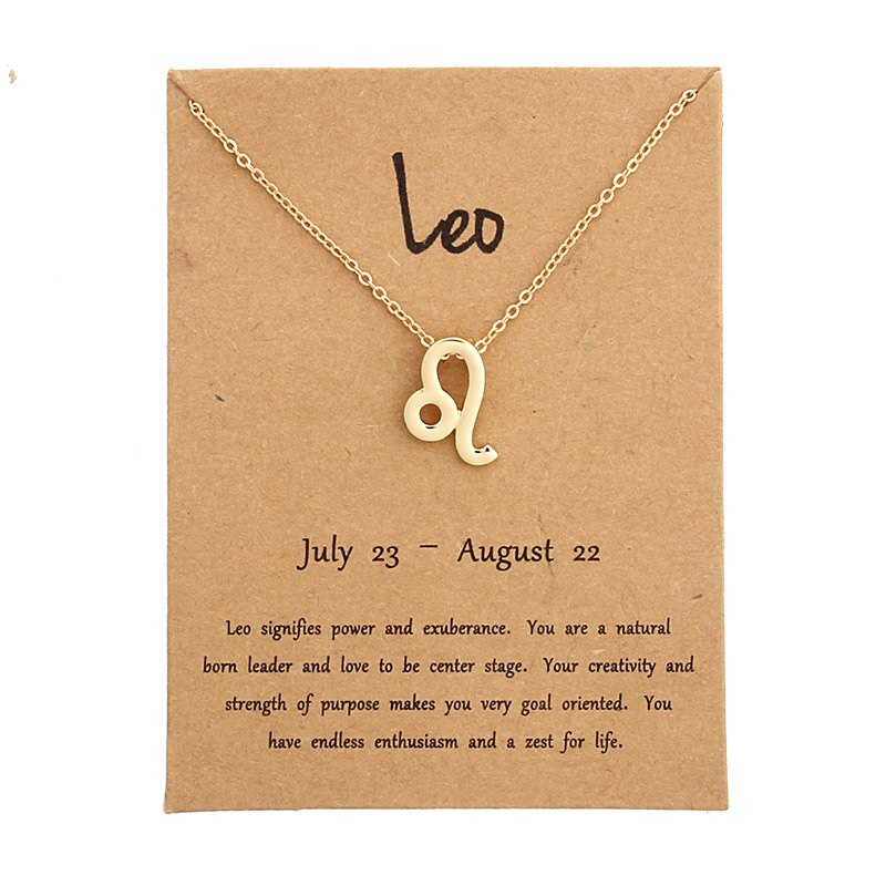 Gold Card  Jewelry 12 Constellation Zodiac Pendant Necklace For Women