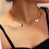 Gold Chain Butterfly Pendant Choker Necklace Women Statement Collares Bohemian Beach Necklace Jewelry Gift Collier