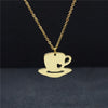 Gold Chain Choker Leisure Jewelry Little Heart Coffee Cup Pendant Necklace For Friend Engagement Wedding Gift Collier Femme