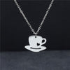 Gold Chain Choker Leisure Jewelry Little Heart Coffee Cup Pendant Necklace For Friend Engagement Wedding Gift Collier Femme