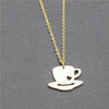 Gold Chain Choker Leisure Jewelry Little Heart Coffee Cup Pendant Necklace For Friend Engagement Wedding Gift Collier Femme