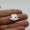 Gold Chain Choker Leisure Jewelry Little Heart Coffee Cup Pendant Necklace For Friend Engagement Wedding Gift Collier Femme