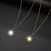 Gold Circle Irregular Sun Necklace For Women Stainless Steel Hollow Out Round Sweater Pendant Necklaces Sun God Jewelry Gift