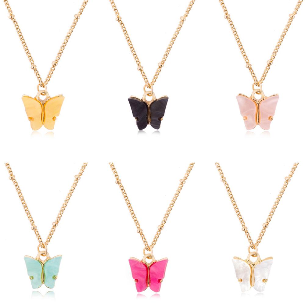 Gold Color Alloy Necklace Cute Butterfly Pendant Accessories For Girl Adjustable Sweet Style Chain Necklace Jewelry Gifts