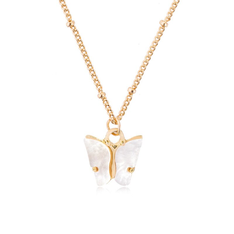 Gold Color Alloy Necklace Cute Butterfly Pendant Accessories For Girl Adjustable Sweet Style Chain Necklace Jewelry Gifts