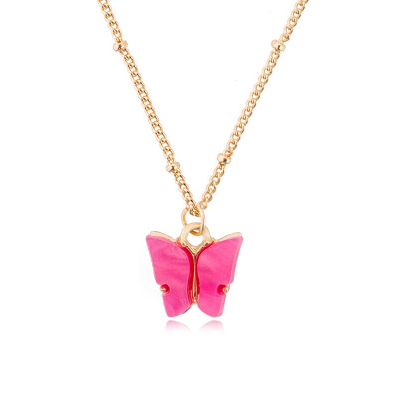 Gold Color Alloy Necklace Cute Butterfly Pendant Accessories For Girl Adjustable Sweet Style Chain Necklace Jewelry Gifts