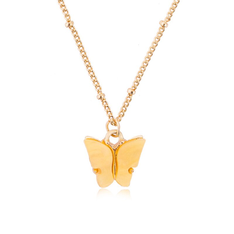 Gold Color Alloy Necklace Cute Butterfly Pendant Accessories For Girl Adjustable Sweet Style Chain Necklace Jewelry Gifts