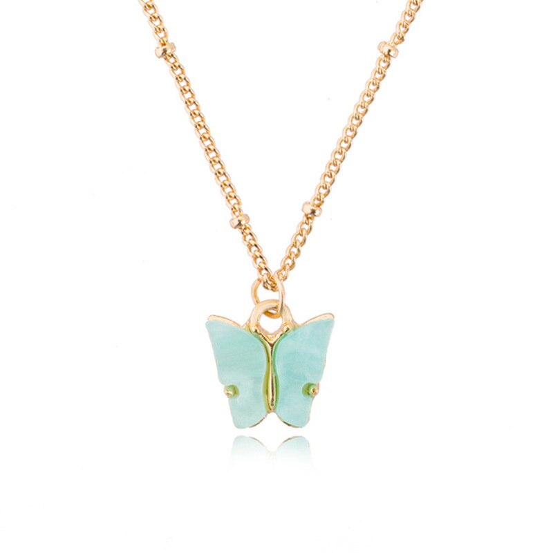 Gold Color Alloy Necklace Cute Butterfly Pendant Accessories For Girl Adjustable Sweet Style Chain Necklace Jewelry Gifts