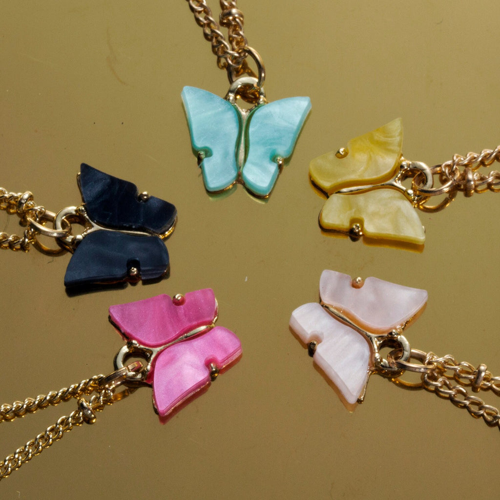 Gold Color Alloy Necklace Cute Butterfly Pendant Accessories For Girl Adjustable Sweet Style Chain Necklace Jewelry Gifts