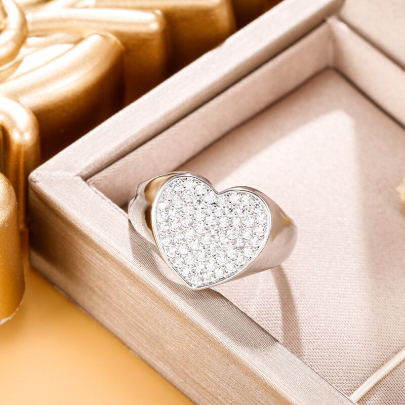 Gold Color Big Heart Ring for Women Girl Female 2022 Finger Rings Rhinestone Wedding Engagement Ring Jewelry Gift