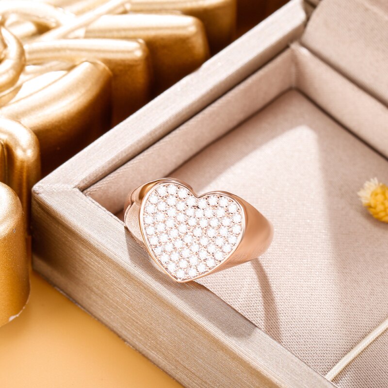Gold Color Big Heart Ring for Women Girl Female 2022 Finger Rings Rhinestone Wedding Engagement Ring Jewelry Gift
