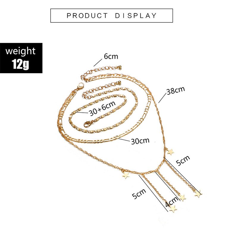 Gold Color Chain Jewelry Boho Gold Color Star Pendant Necklaces For Women Tassel Necklace Kolye