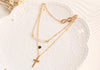 Gold Color Chain Number Eight  Beads cross Choker Necklace for Women Bijou Necklaces Pendants Simple Boho Layering Chokers