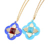 Gold Color Chain Women Necklace Colorful Flower Pendant European Necklace For Winter Sweater