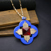 Gold Color Chain Women Necklace Colorful Flower Pendant European Necklace For Winter Sweater